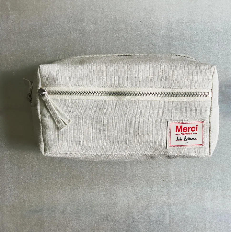 Trousse de toilette en lin lavé - Pierre