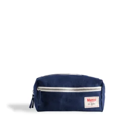 Trousse de toilette en lin lavé - Bleu Shibori