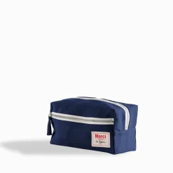 Trousse de toilette en lin lavé - Bleu Shibori