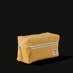 Trousse de toilette en lin lavé - Carreaux Jaune Asahi