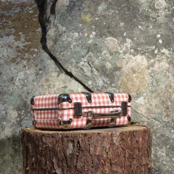 Valise rigide en carton bouilli - Vichy Rose Elafonissi