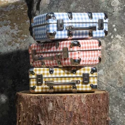 Valise rigide en carton bouilli - Vichy Rose Elafonissi