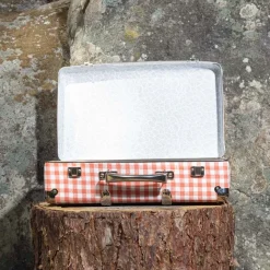 Valise rigide en carton bouilli - Vichy Rose Elafonissi