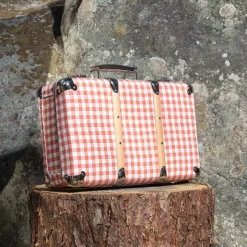 Valise rigide en carton bouilli - Vichy Rose Elafonissi