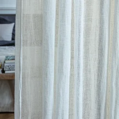 Voile natté en lin lavé - Blanc Optique