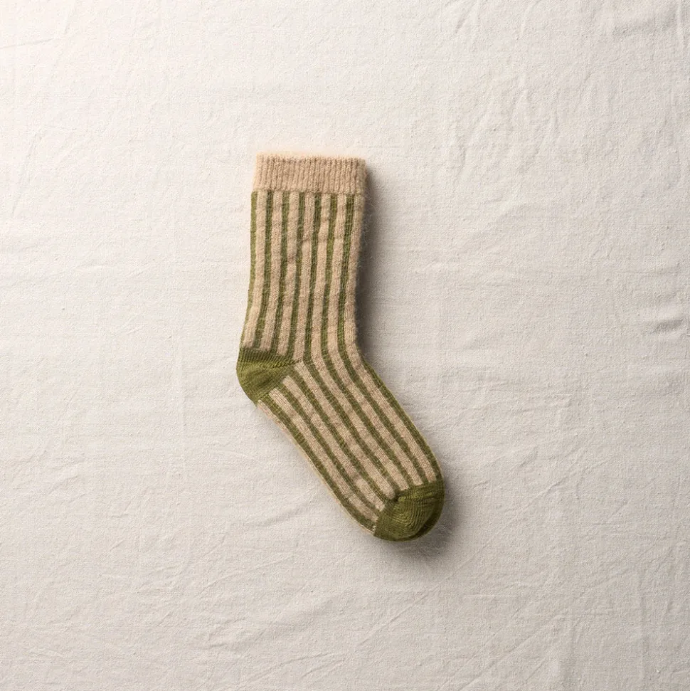 Yahae - Chaussettes Mohair Stripes - Olive